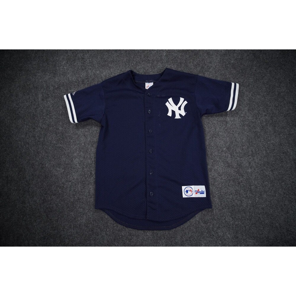 Vintage Majestic Derek Jeter New York Yankees Navy Blue Mesh Jersey Mens Large